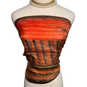 Vintage Mode Makers 100% silk Shantung hand rolled rectangle scarf 17 x 43"